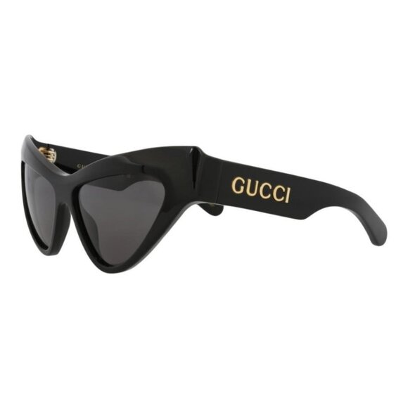 Gucci Womens Cat Eye Black Black Grey Fashion Designer Eyewear - Picture 2 of 4